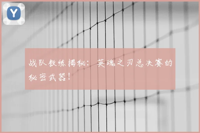 战队教练揭秘：英魂之刃总决赛的秘密武器！